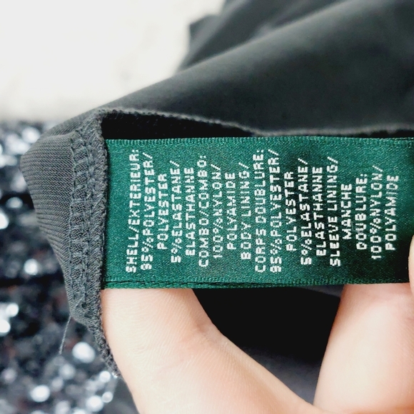 Lauren by Ralph Lauren Green and Silver Long Sleeve Grown Maxi Dress P5369 - Picture 9 of 10